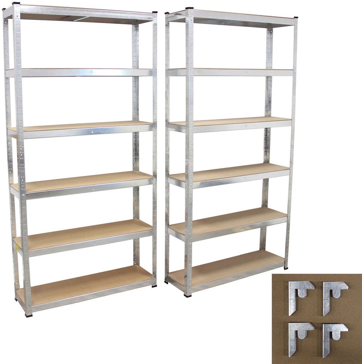 TRUTZHOLM - Insteekbare Rekken 200x100x30 cm - Set van 2 - Zware Rekken - Opbergrek - Kelderrek - Metalen Rek - Garagerek