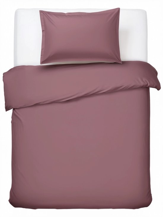 HUSH Living Dekbedovertrek - 100% katoen - 144TC - soepel en ademend - 140x220+20cm - 60x70cm kussensloop - bordeaux