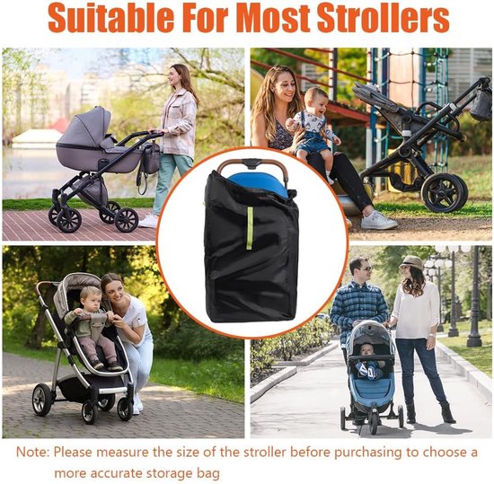 Kinderwagen draagtas - Transporttas voor in het vliegtuig - Stofhoes - Universeel ontwerp - Geschikt voor luchthavens, treinstations en reizen - 83*45 cm - Zwart — afbeelding 5