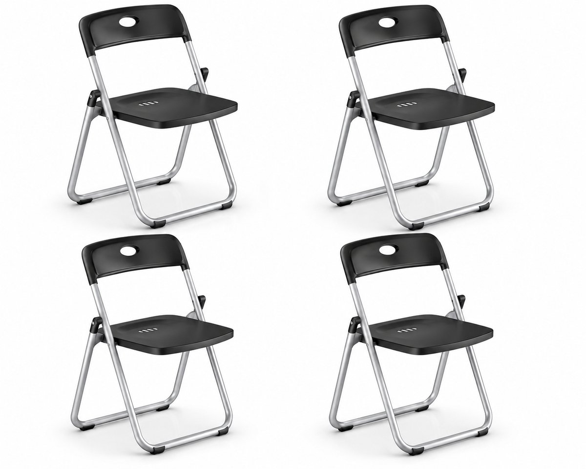 SMH LINE Klapstoelen Set van 4 - Opvouwbare stoelen - 52x38x78 cm - PVC - 150kg - Weersbestending - Zwart