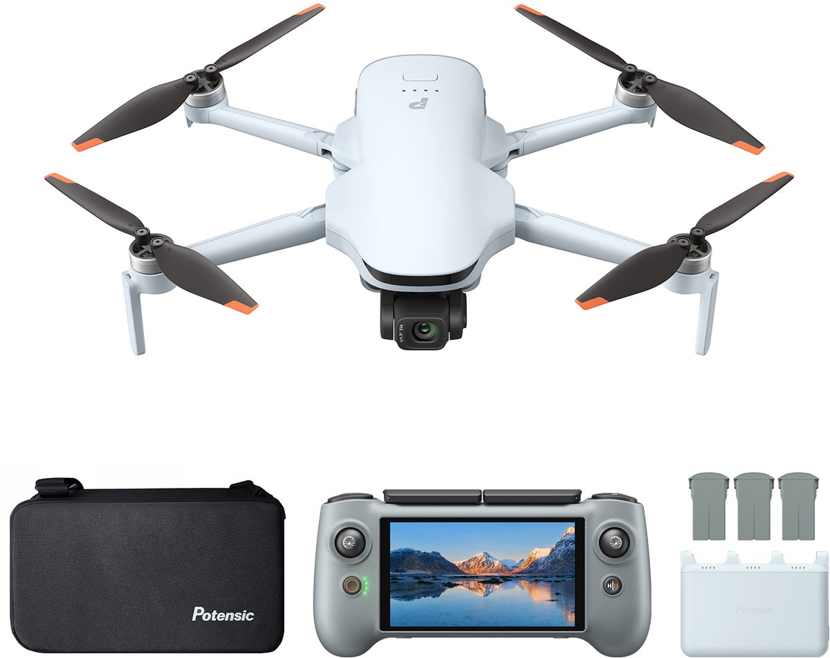 Potensic ATOM 3 Drone Fly More Combo met PTD 2 Smart Controller - 8K Photo - 4K 60fps - 16 km bereik - 1/1.3" CMOS - 3-Axis Gimbal - 120 min vliegtijd (3 accu's) - minder dan 249g