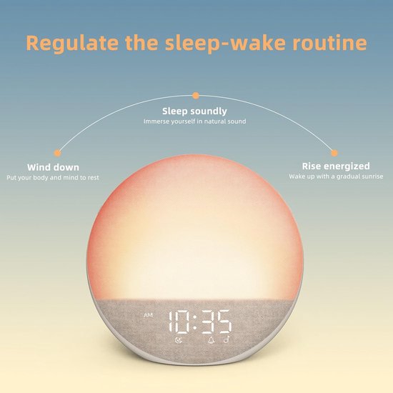 Wekker met Licht - Natuurlijk Alarm - Rustig Wakker Worden - 25 Slaapgeluiden - 17.8 x 9.7 x 17.8 cm — afbeelding 5