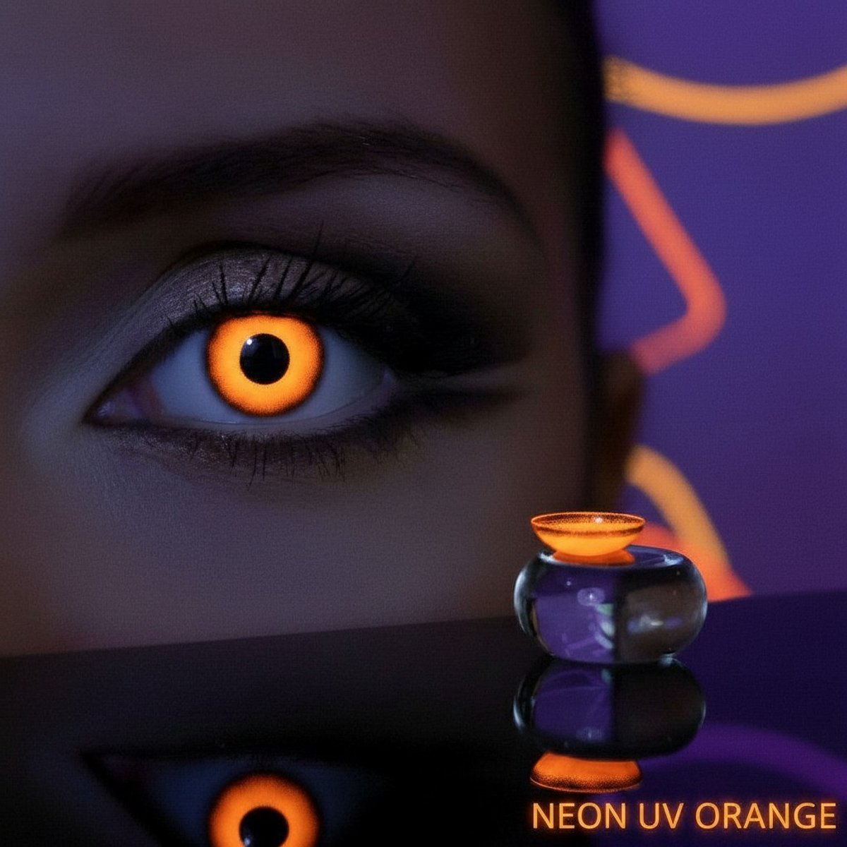 UV Oranje Kleurlenzen - Oranje uv-contactlenzen zonder sterkte - gekleurde contactlenzen met speciaal uv-effect voor carnaval en cosplay