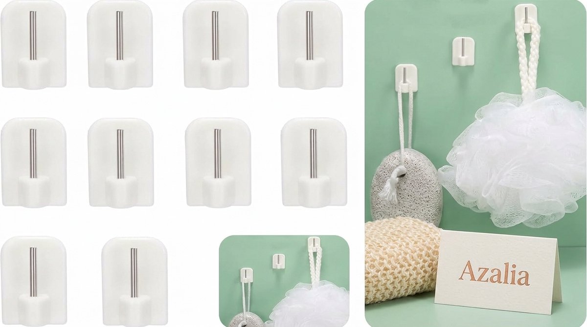 Azalia Zelfklevende Gordijnhaken, 10 Stuks Gordijnhaaks, Zelfklevende Haken, Gordijnhaken Zelfklevende Hook