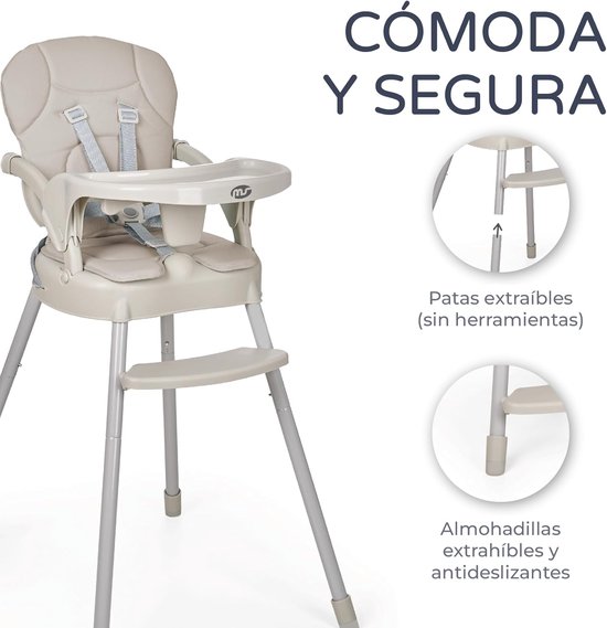 Kinderstoel Booster - 3 in 1 - Veilig Eten - Verstelbaar Ontwerp - 58 x 52 x 94 cm - Grijs — afbeelding 4