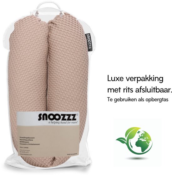 Snoozzz Zwangerschapskussen Zijslaapkussen Lichaamskussen Premium kwaliteit - 185 cm - microparel vulling - luxe draagtas - Zachte teddy met katoen en wafel - Wafel Teddy Sand van SNOO — afbeelding 4