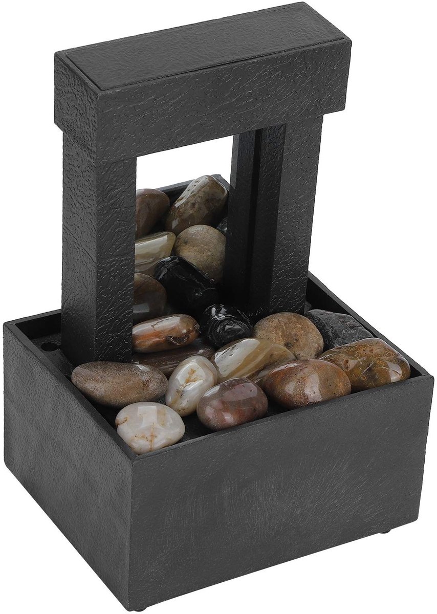 Dailygoods- Bureau Fontein LED Verlichte Waterval - Indoor Tafelfontein - Kunststof - 16,5 x 11 x 9 cm - Rustgevende Geluiden - Eenvoudig te Installeren