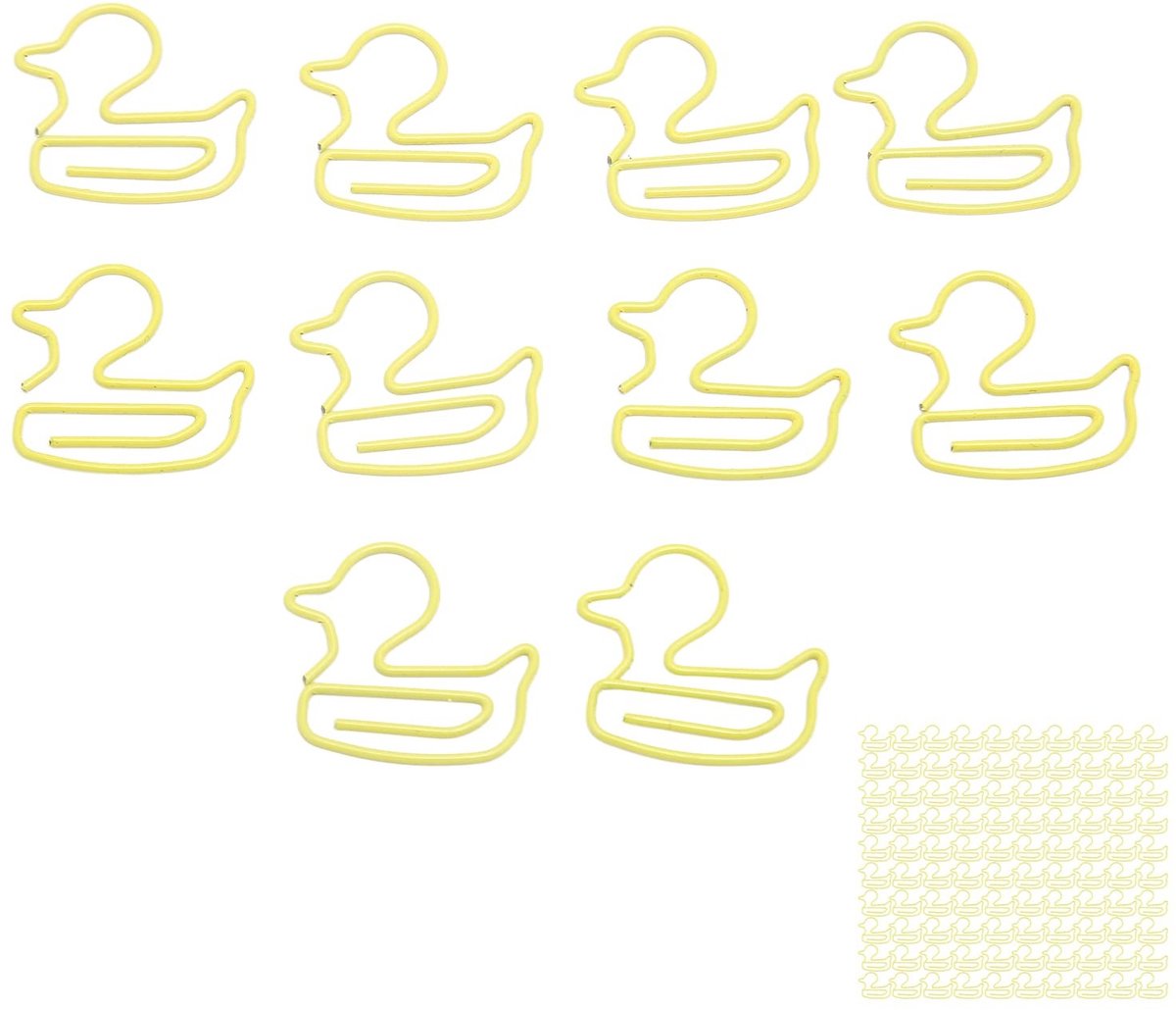 Dailygoods- Paperclips 100 Stuks - Gele Eendvorm - Gegalvaniseerd Metaal - Lichtgewicht - Duurzaam - Decoratief Design - Kantoorclips