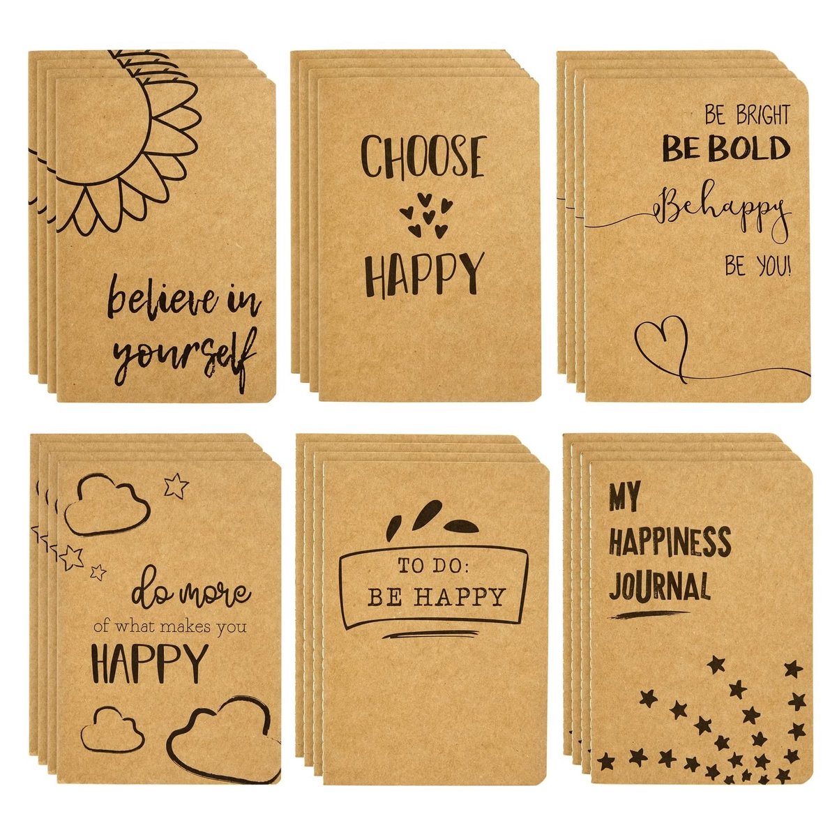Dailygoods- Notitieboeken 24-pack - Kraftpapier - 80 Gelinieerde Pagina's - 10 x 14,6 cm - Perfect voor Kinderen - Ideaal voor Creatief Schrijven - Schrijfboekjes