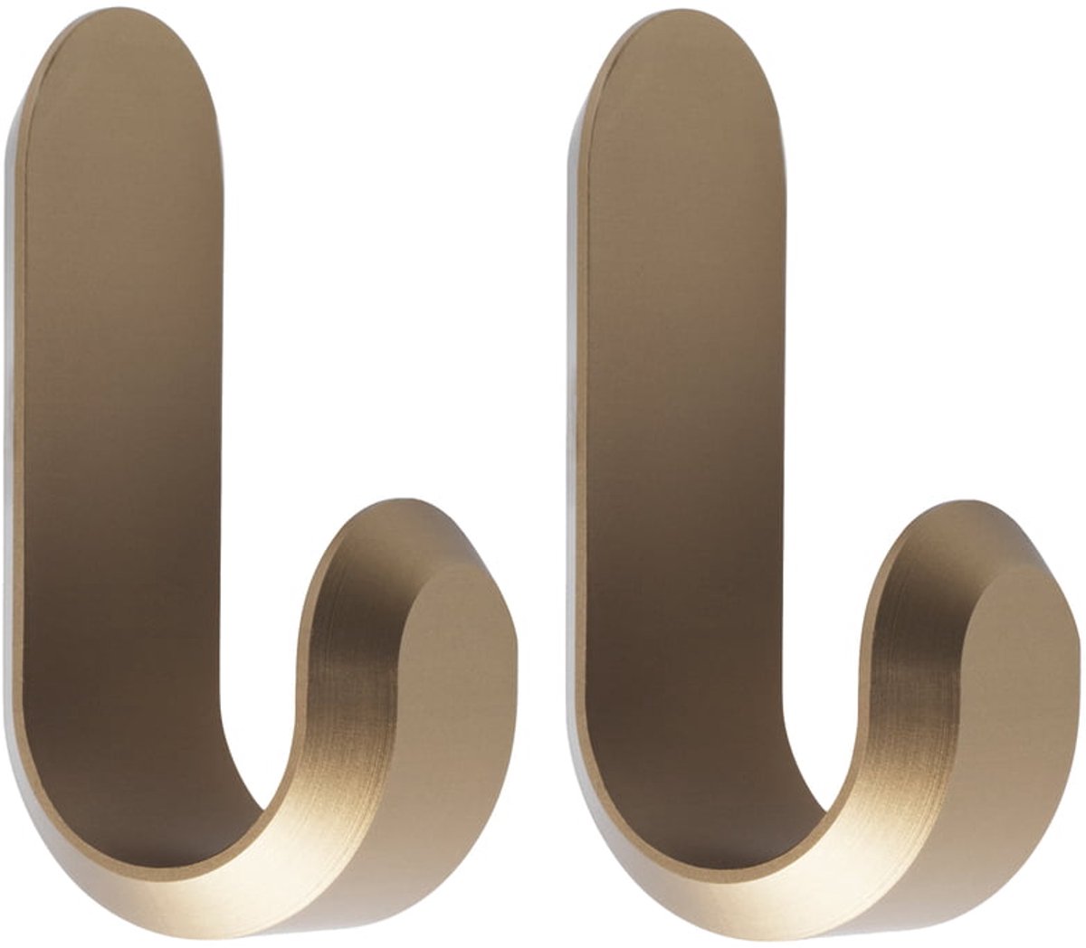 Normann Copenhagen - Curve Wandhaak Mini, mat goud (set van 2)