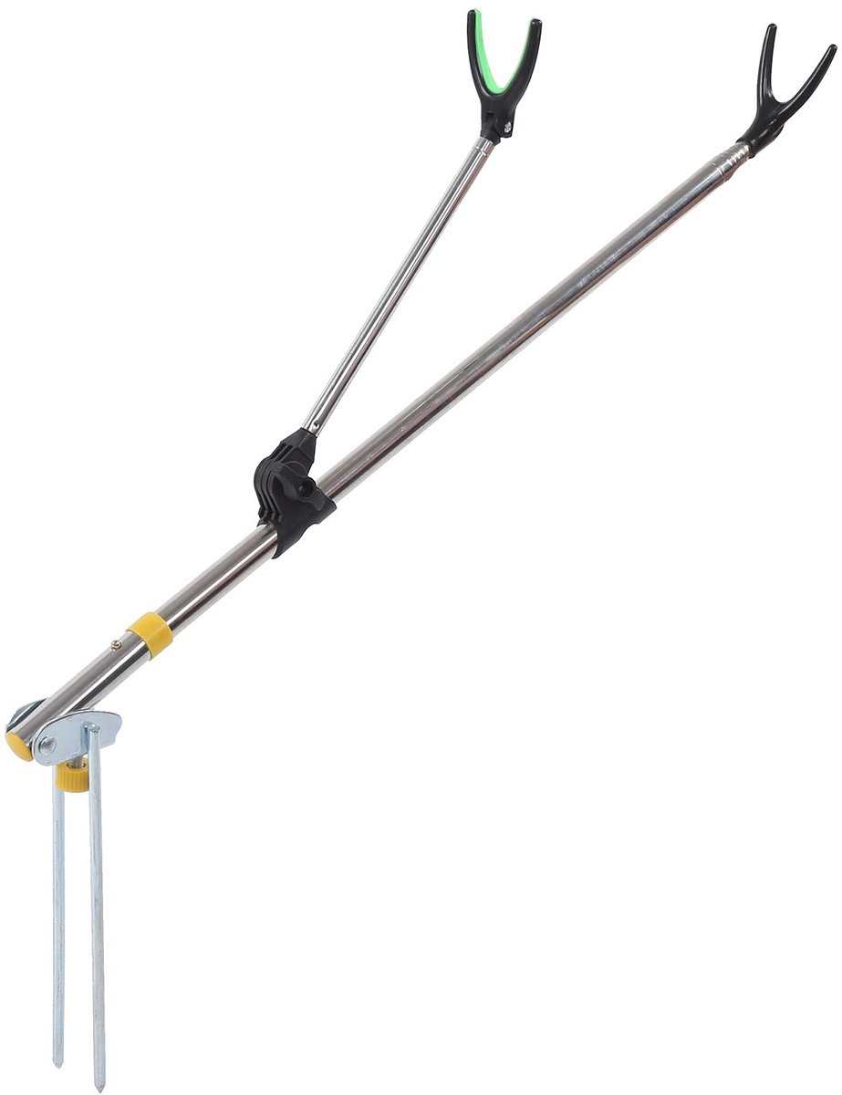 Dailygoods- Hengelhouder RVS - Telescopische Hengelsteun - 180° Rotatie - Secundaire Beugel 33 cm - Lichtgewicht - Draagtas inbegrepen