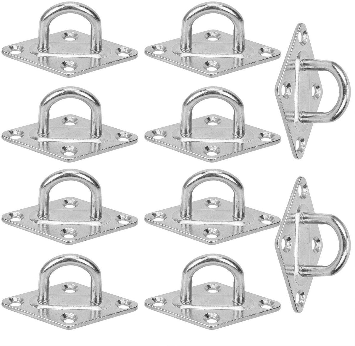 Dailygoods- Hangmat Haak - 10 Stks Oogplaat - 304 Roestvrij Staal - Duurzaam - Voor Schaduwzeilen - Eenvoudig te Installeren