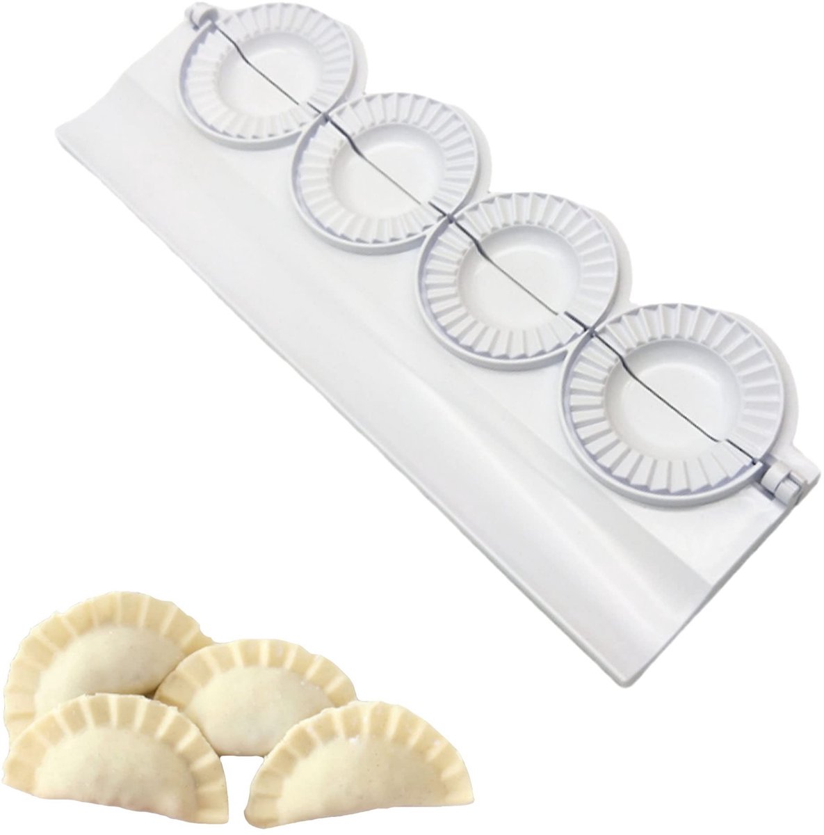 Dailygoods- Knoedelmaker 4-in-1 - Handmatige Deegpers - Ravioli Vorm - Vaatwasmachinebestendig - Kunststof - 31 x 12 cm - Dumplingmaker