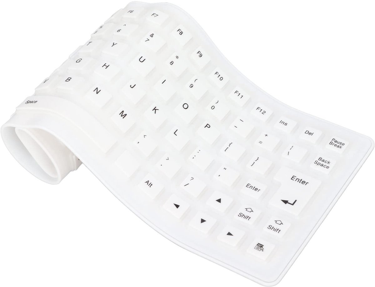 Dailygoods - Siliconen Toetsenbord - Waterdicht - Opvouwbaar - USB - Stofdicht - Zacht en Stil - Geschikt voor Thuis en Kantoor - Wit