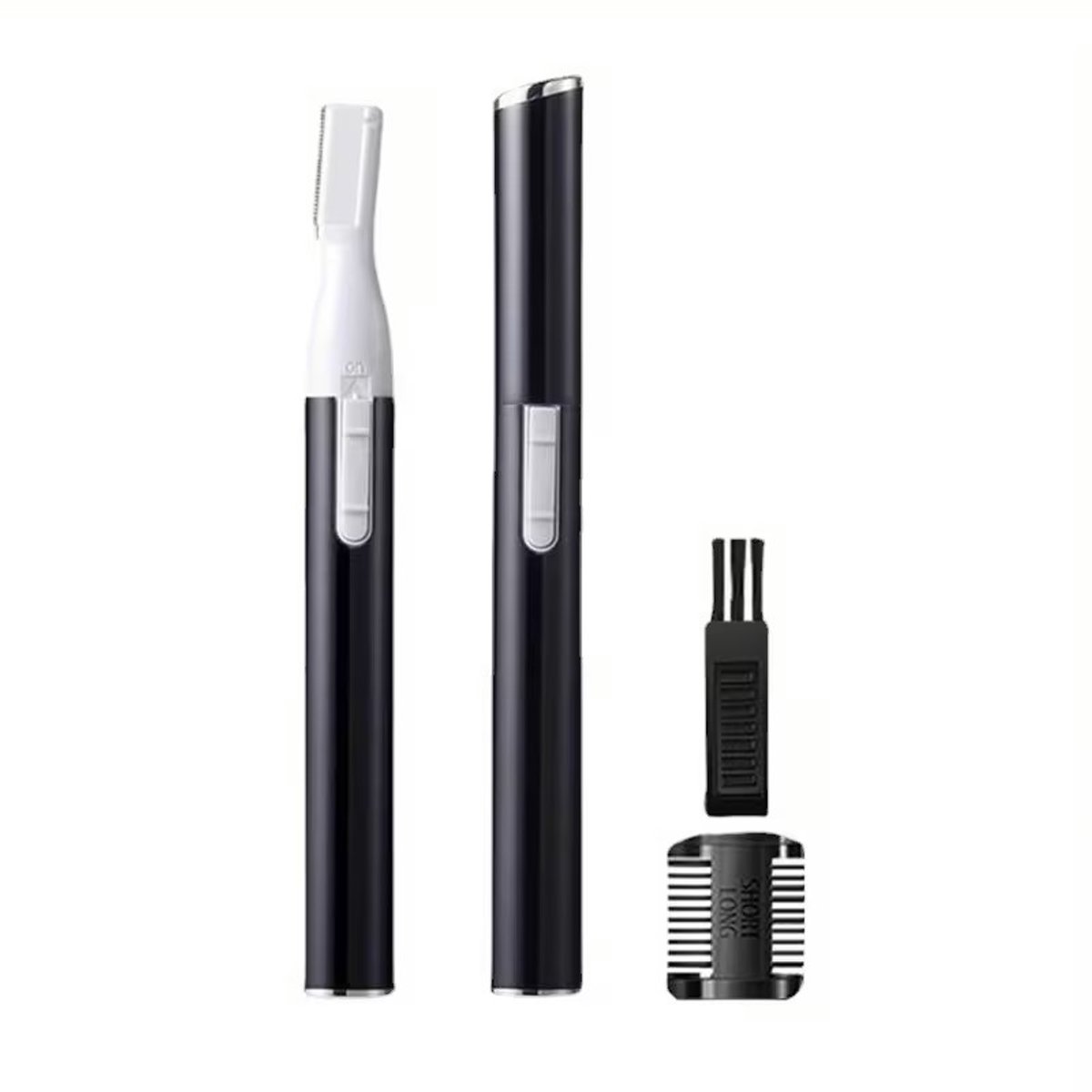 Mini Scheerapparaat + Trimopzetstuk - Ultra scherpe Dames shaver - Wenkbrauw + Neushaar + Gezichtshaar Trimmer - Exclusief 1x AAA Batterijen - Perfecte Haarverzorging op Reis - Kleur: Zwart