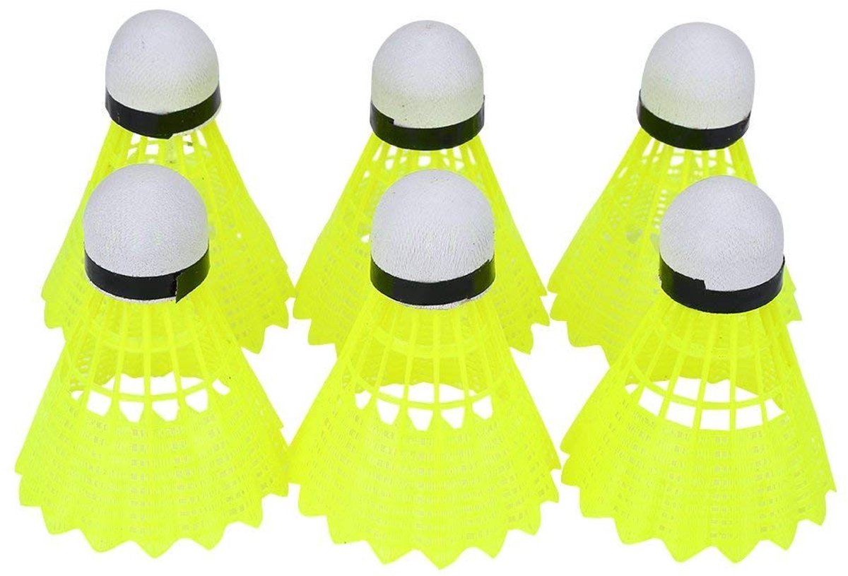 BRENZOOS- Shuttlecocks 6 Stuks - Veer Badminton Ballen - Nylon Shuttlecocks - Indoor/Outdoor Sport - Trainingsmateriaal - Hoogwaardige kwaliteit - Badmintonshuttles