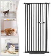 Huisdierpoort Extra Hoog - Kattenhek Deurhek - Huisdieren Binnen Houden - Dubbele Vergrendeling - 150 cm Hoog - Zwart