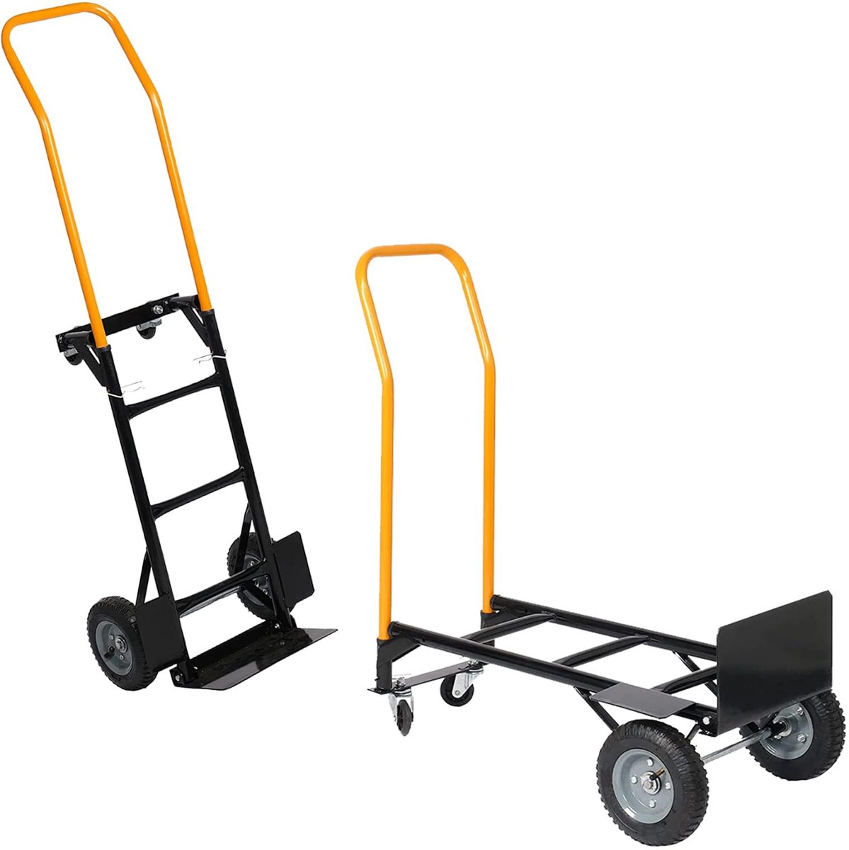 Opvouwbare Transportwagen - Steekkar - Inklapbare Steekwagen - Voor Tuin & Magazijn - 180 kg Draagvermogen - Zwart + Geel