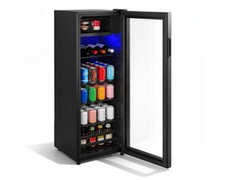 Mini koelkast - Drankenkoelkast - Met vriesvak - Compressor koelsysteem - 128L capaciteit - Voor kantoor en slaapkamer - 40x43,5x110,8cm - Zwart