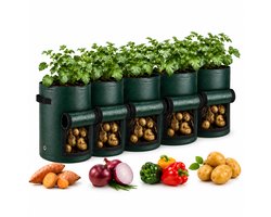 Dutchers® 5 Stuks Kweekzakken - Kweekzak - Kweekbak - 38L - Groeizak - Plantenzak - Noodpakket -Aardappelzak - Wortelzak - Groenten zelf kweken - Binnen en buiten Kweekpot - Moestuin