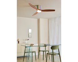 CREATE - Stille plafondventilator 100% hout 40W (Ø132cm) - Met licht LED - Afstandsbediening - 6 snelheden - Programmeerbaar - WIND CALM CUSTOM WOVEN
