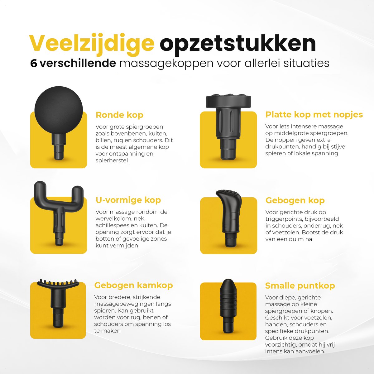 Revolt - Mini Massage Gun - Inclusief 4 Opzetstukken - Inclusief Adapter - 6 Snelheidsstanden - Spierherstel & Spierontspanning - Massage Pistool - Massage Apparaat Professioneel — cadeau in Sport & Outdoor - foto 6