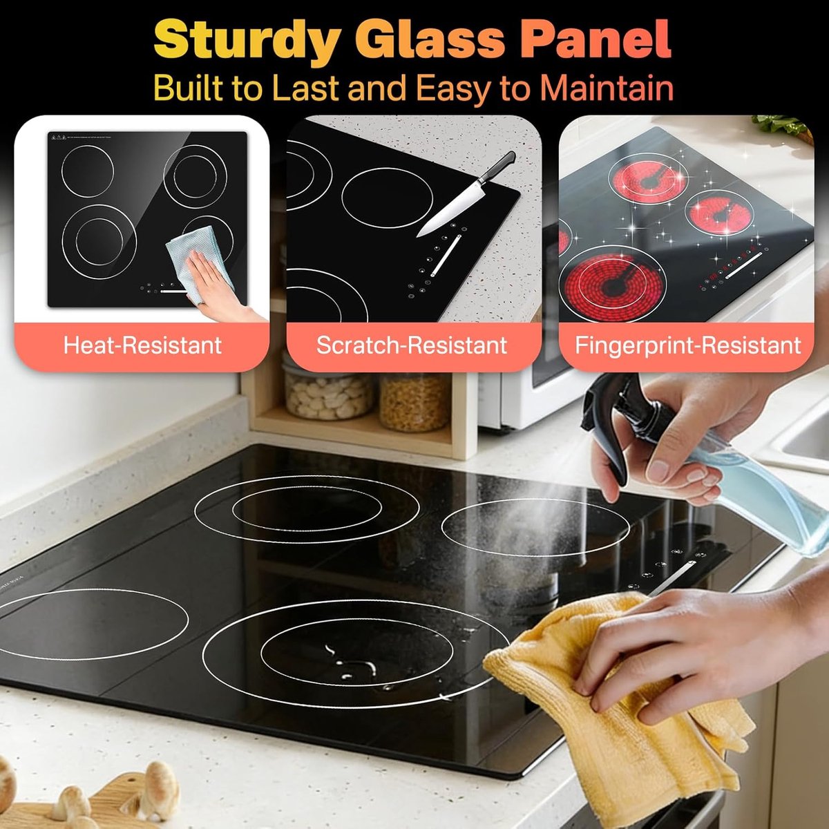 Inductie Kookplaat - Elektrisch fornuis - Koken en braden - Energiezuinig koken - 60 cm - Zwart