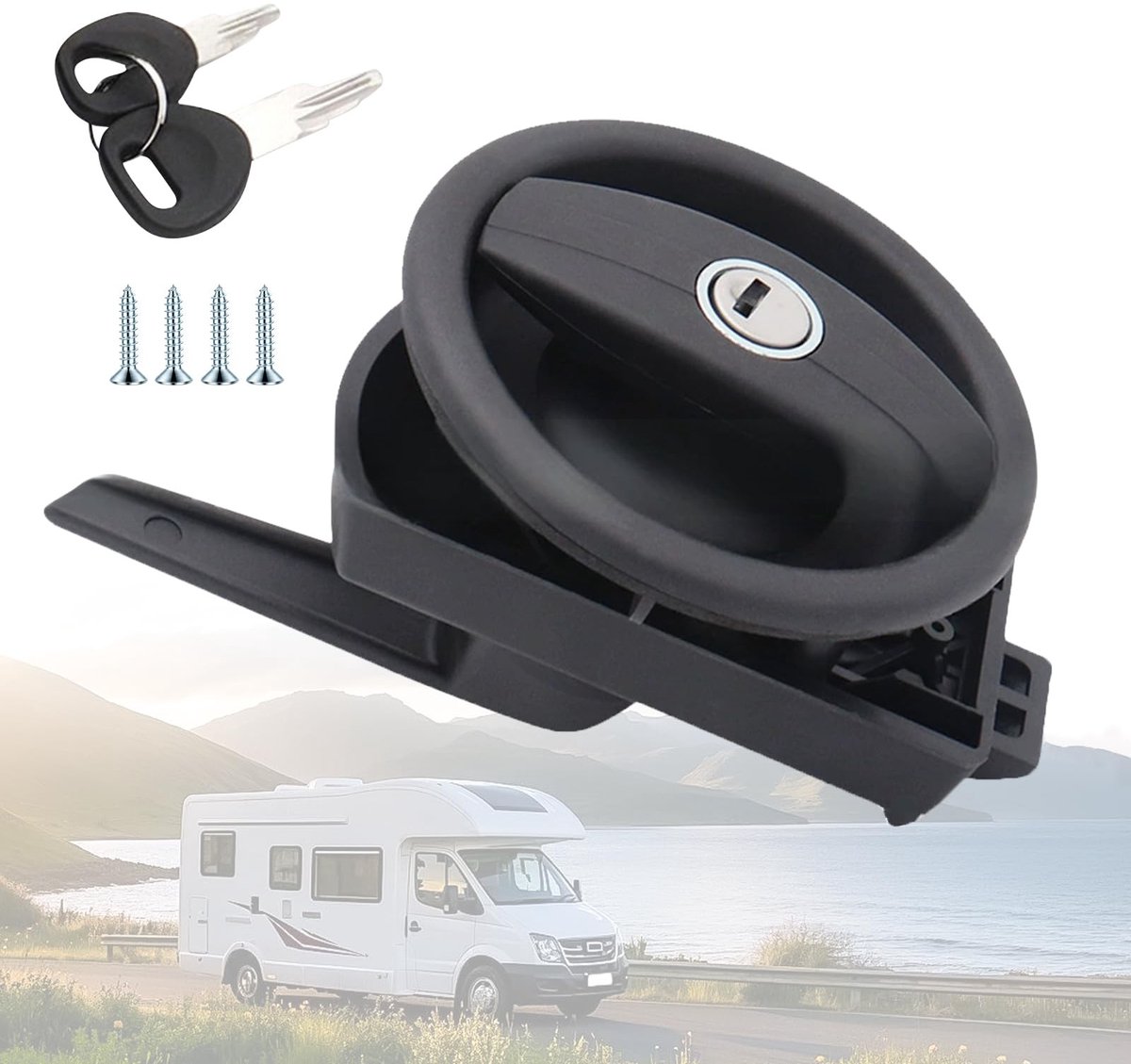 Dailygoods- Buitendeurslot Sterk en Duurzaam - Verborgen Deurslot - Binnen- en Buitenbediening - Boorvrije Installatie - Geschikt voor Camperdeuren - Minimalistisch Design