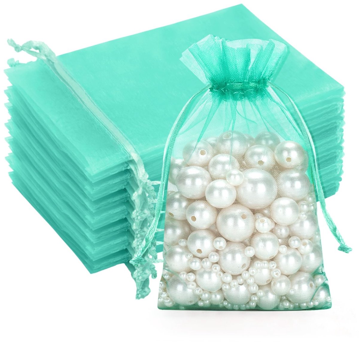 Dailygoods - 50 Blauwe Organza Zakken - Geschenken en Bruiloften 10 x 15 cm