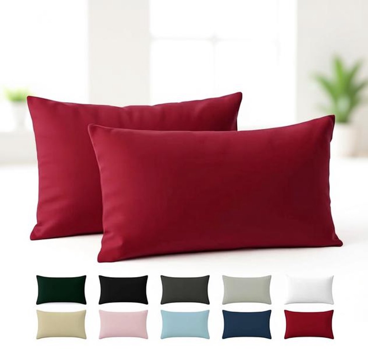 ElleMooi Kussenslopen set van 2 Versterkt Katoen 50x70 cm Bordeaux