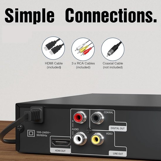 Compacte DVD Speler - Mediaspeler Home Cinema - Films Kijken - Code-vrij Afspelen - 1080p Upscaling - Zwart — afbeelding 2