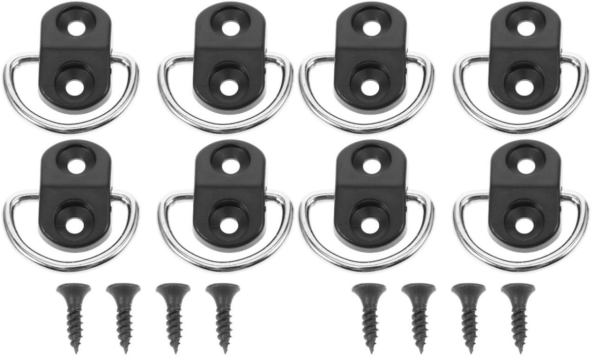 Dailygoods- Sjorringen 8 Stuks - Duurzaam Materiaal - Haken voor Ladingsnet - Eenvoudige Installatie - 3,5 x 3 x 1 cm - Geschikt voor Kofferbak - Laadhaken