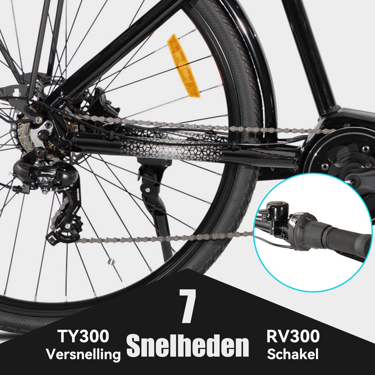 HILAND Allanton Elektrische Mountainbike 27,5 inch – E-MTB Unisex met Hydraulische Schijfremmen – 250W Motor – 36V 10.4Ah Accu – 7 Versnellingen thumbnail 4