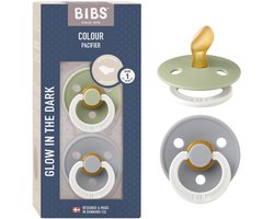 BiBS - Glow in the Dark - Sucette Stage 1 - Anatomique - Sage Glow / Cloud Glow