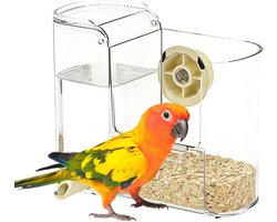 Hydratatiepot voor vogels – Transparant vloeistofreservoir – Voedingsbus voor gevleugelde dieren – Op de behuizing gemonteerde drinkfontein – Geschikt voor papegaaien en andere binnen- en buitenvogels – Eenvoudig te vullen en schoonmaken
