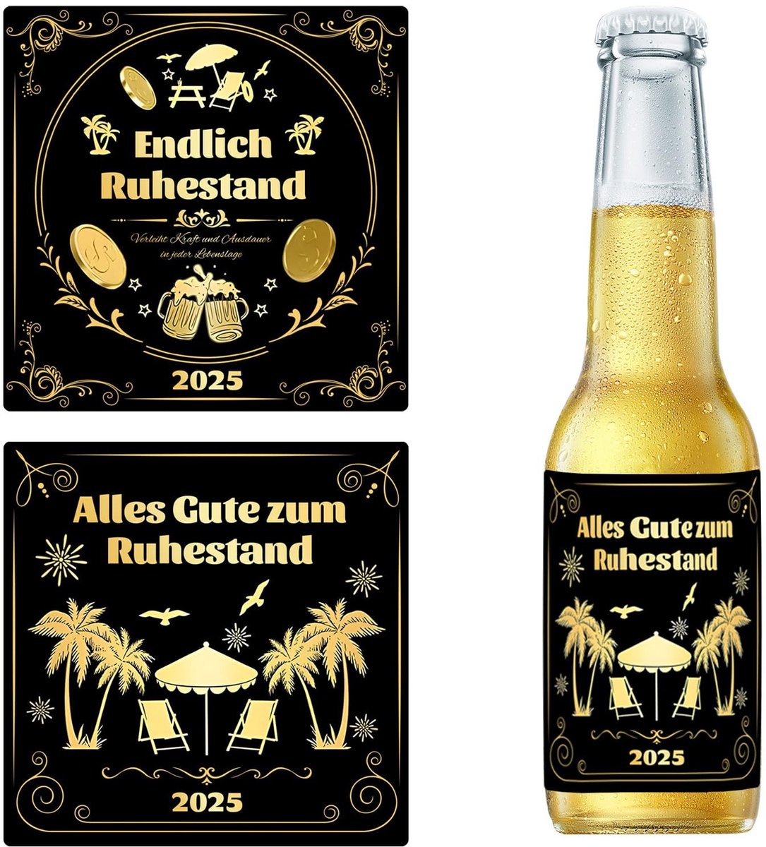 Dailygoods- Flessenetiketten 2025 - Set van 4 Stuks - Milieuvriendelijk - Waterbestendig - Uniek Geschenk - Creatieve Ontwerpen - Cadeau Etiketten