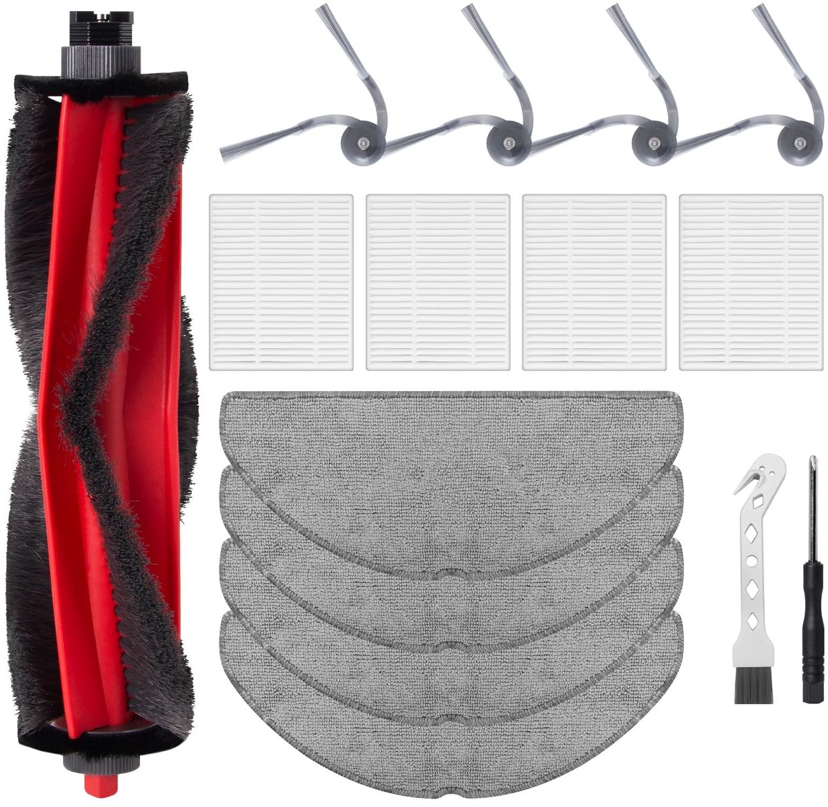 Dailygoods- Robotstofzuiger Accessoireset - 1 Hoofdborstel - 4 HEPA-filters - 4 Reinigingsdoeken - 4 Zijborstels - Compatibel met Roborock Q7 M5/M5+/L5/L5+ - Stofzuigeraccessoires