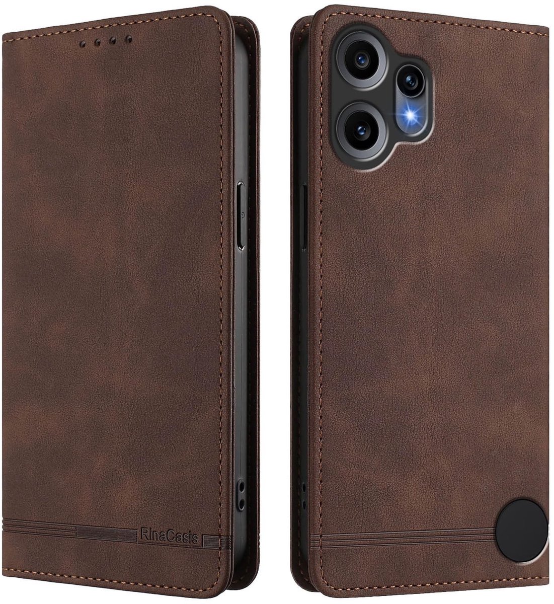 Dailygoods - Luxe Lederen Wallet Hoesje voor Phone 2 Pro - Bruin