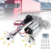600 DB Superluide Autotoeter - 12V Luchthoorn - Dubbele Buis Treinhoorn - Dubbele Trompet Luchthoor Voor Vrachtwagen/Trein/Auto/Bestelwagenn