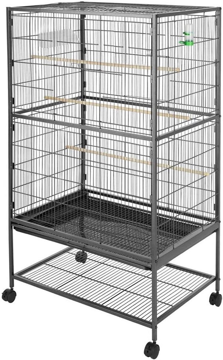 Vogelkooi met Wielen - Vollière Vogelhuis - Vogels Huisvesten - Ruim en Verrijdbaar - 78 x 52 x 131 cm