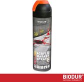 BIODUR Acryl Markeerspray - Oranje - 500 ML - Fluorescerend - 360 graden Ventiel - Weer/UV-bestendig - Sneldrogend - Hoge zichtbaarheid