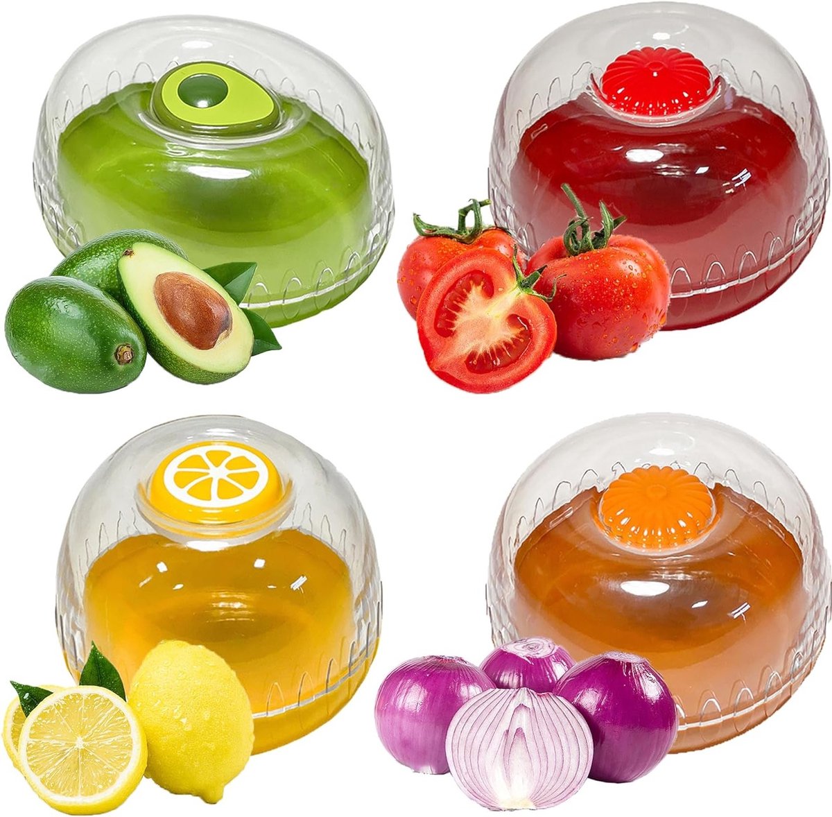 Fruit en Groente Opslagdozen - Voedselcontainers Koelkast - Voedsel Vers Houden - Geurbestendige Technologie - 4 stuks - Multicolor