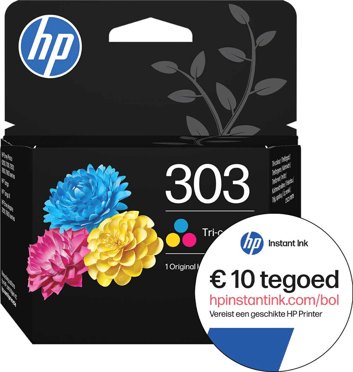 HP 303 - Inktcartridge - Origineel -Kleur + Instant Ink tegoed