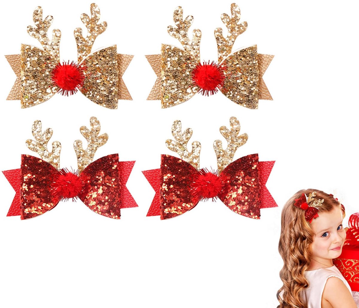 Dailygoods- Haarspelden Elegante Glanzende Strikken - Haaraccessoires Kinderen/Volwassenen - Kerstcadeau 2025 - Feest/Verjaardag - Hypoallergeen Materiaal