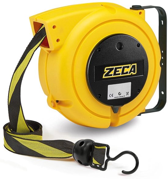 ZECA 4801 Automatische Haspel met Afzetlint Zwart/Geel 20 meter
