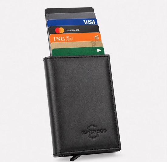 FLINTWOOD SLIM - Portefeuille homme - Porte-cartes RFID minimaliste (9 cartes) - Cuir véritable - Fermeture magnétique - Design compact