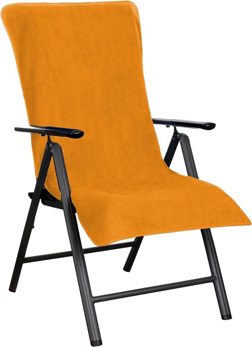 QIN® Badstof Stoelhoes - Hoes voor Tuinstoel - Strandbed Badstof Hoes - Oranje - 135cm x 60cm x 1cm