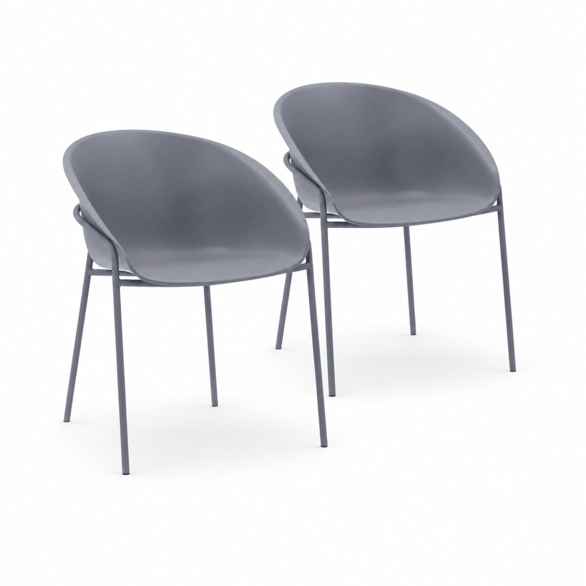 DS4U® - Ella stoel - Set van 2 - Grijs - Kunststof - Weerbestendig