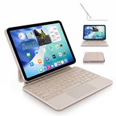 DECODED iPad Magnetisch Toetsenbord met Trackpad en Backlight - Bluetooth Keyboard - Compatibel met Macbook - Geschikt voor iPad 10.9 inch (10e generatie, 2022) - iPad 11 inch (A16, 2025) - Oplaadbaar via USB-C - Beige