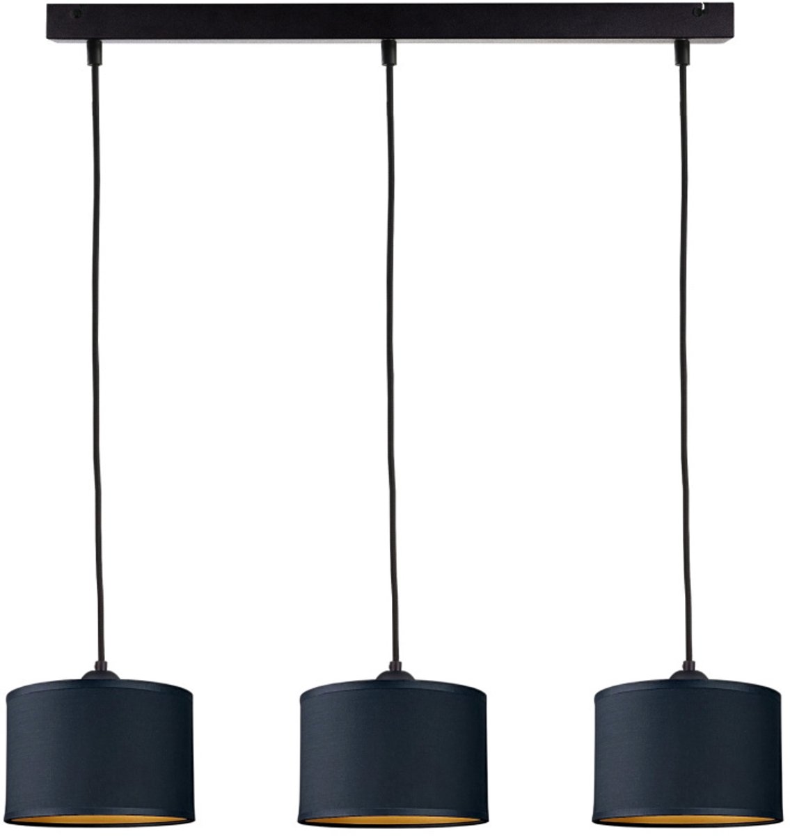 KETER LIGHTING FLOW BLACK Hanglamp 3xE27 – Zwart Metaal & Zwarte Stoffen Lampenkappen